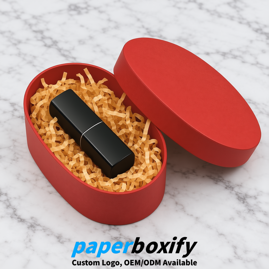 Red Oval Paper Mache Boxes with Lids - Cardboard boxes Factory