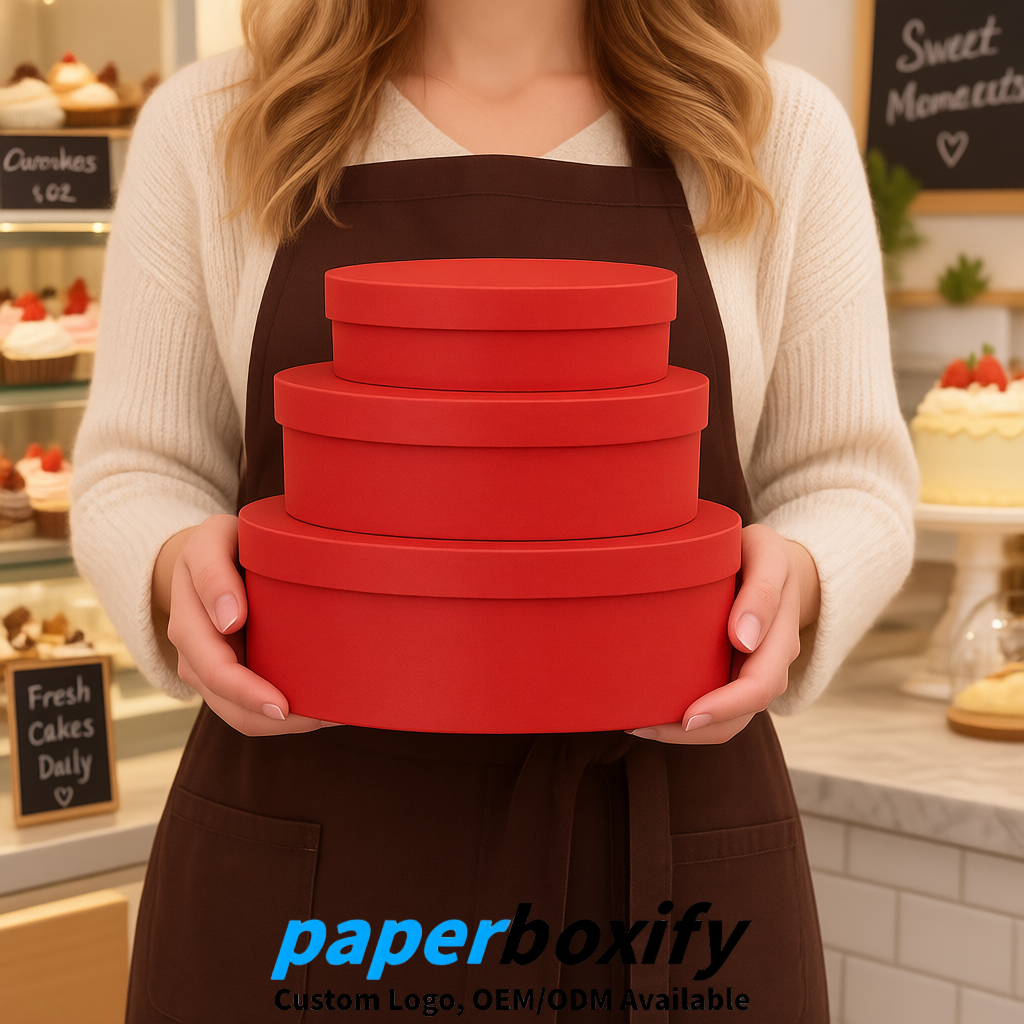 Red Oval Paper Mache Boxes with Lids - Cardboard boxes Factory