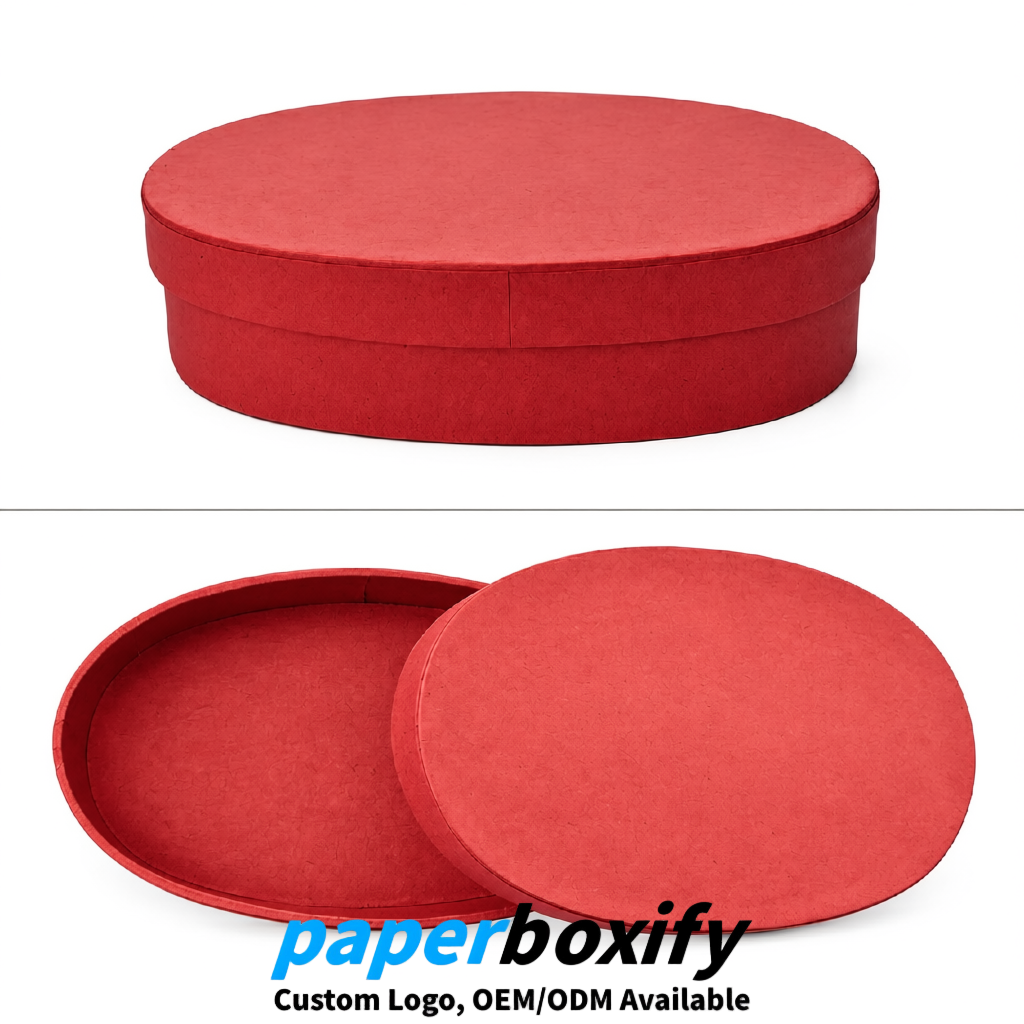 Red Oval Paper Mache Boxes with Lids - Cardboard boxes Factory