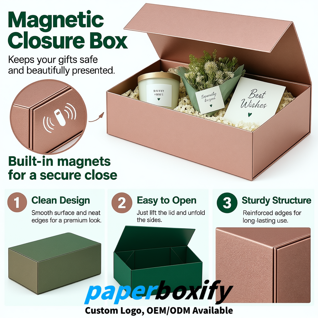Rose Gold Magnetic Closure Gift Box with Ribbon 13.8x9x4.3 inch Luxury Large Storage Box Rose Gold Magnetic Closure Gift Box with Ribbon 13.8x9x4.3 inch Luxury Large Storage Box