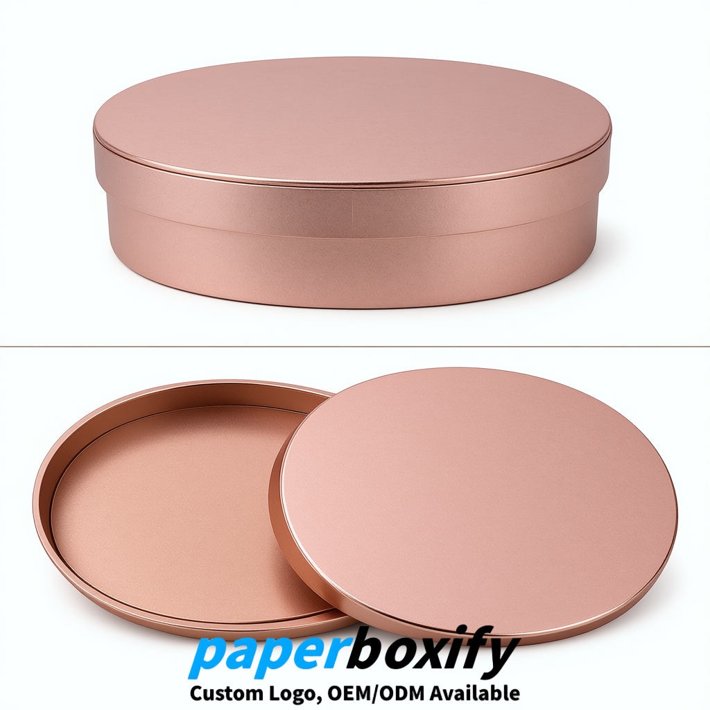 Rose Gold Oval Paper Mache Boxes with Lids - Cardboard boxes Factory