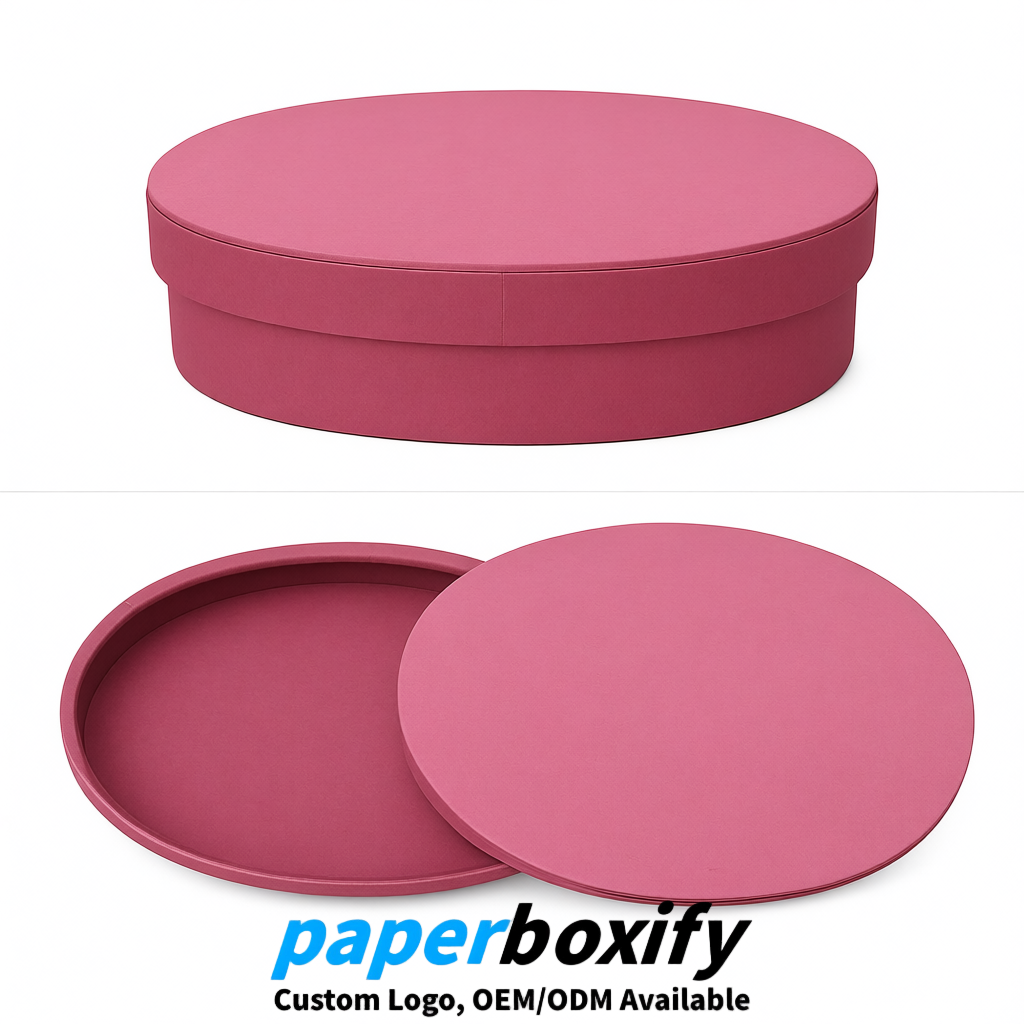 Rose Pink Oval Paper Mache Boxes with Lids - Cardboard boxes Factory