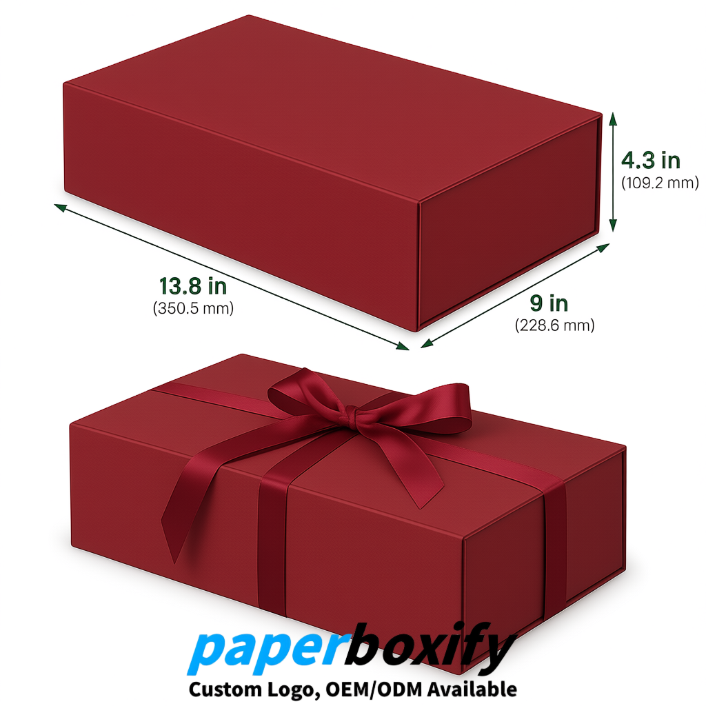 Scarlet Magnetic Closure Gift Box​ with Ribbon 13.8x9x4.3 inch Luxury Large Storage Box