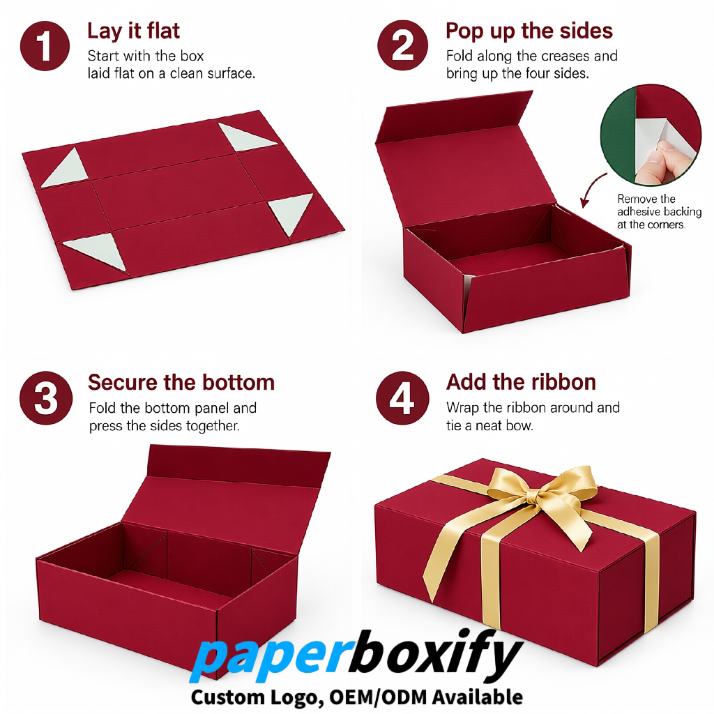 Scarlet Magnetic Closure Gift Box with Ribbon 13.8x9x4.3 inch Luxury Large Storage Box