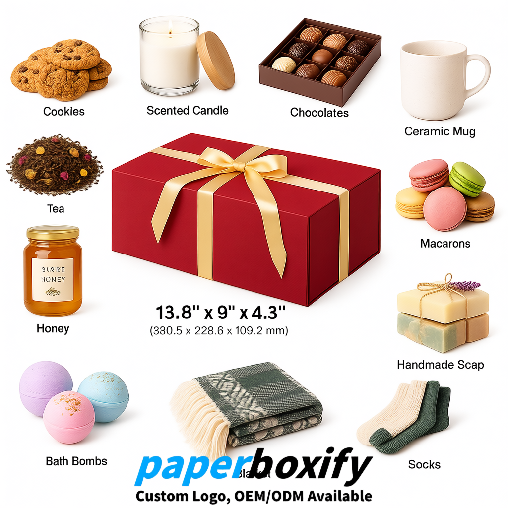Scarlet Magnetic Closure Gift Box with Ribbon 13.8x9x4.3 inch Luxury Large Storage Box