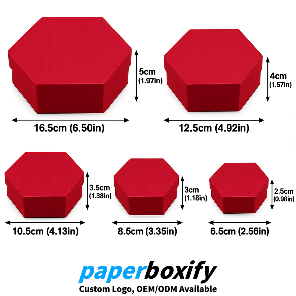 Scarlet Paper Hexagon Box with Lid - Biodegrade Paper Mache Gift Boxes Manufacturer