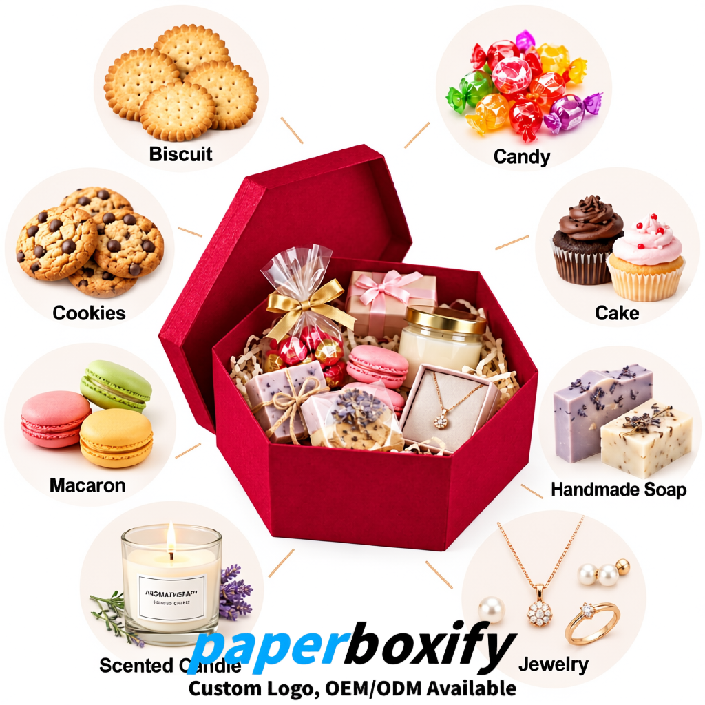 Scarlet Paper Hexagon Box with Lid - Biodegrade Paper Mache Gift Boxes Manufacturer