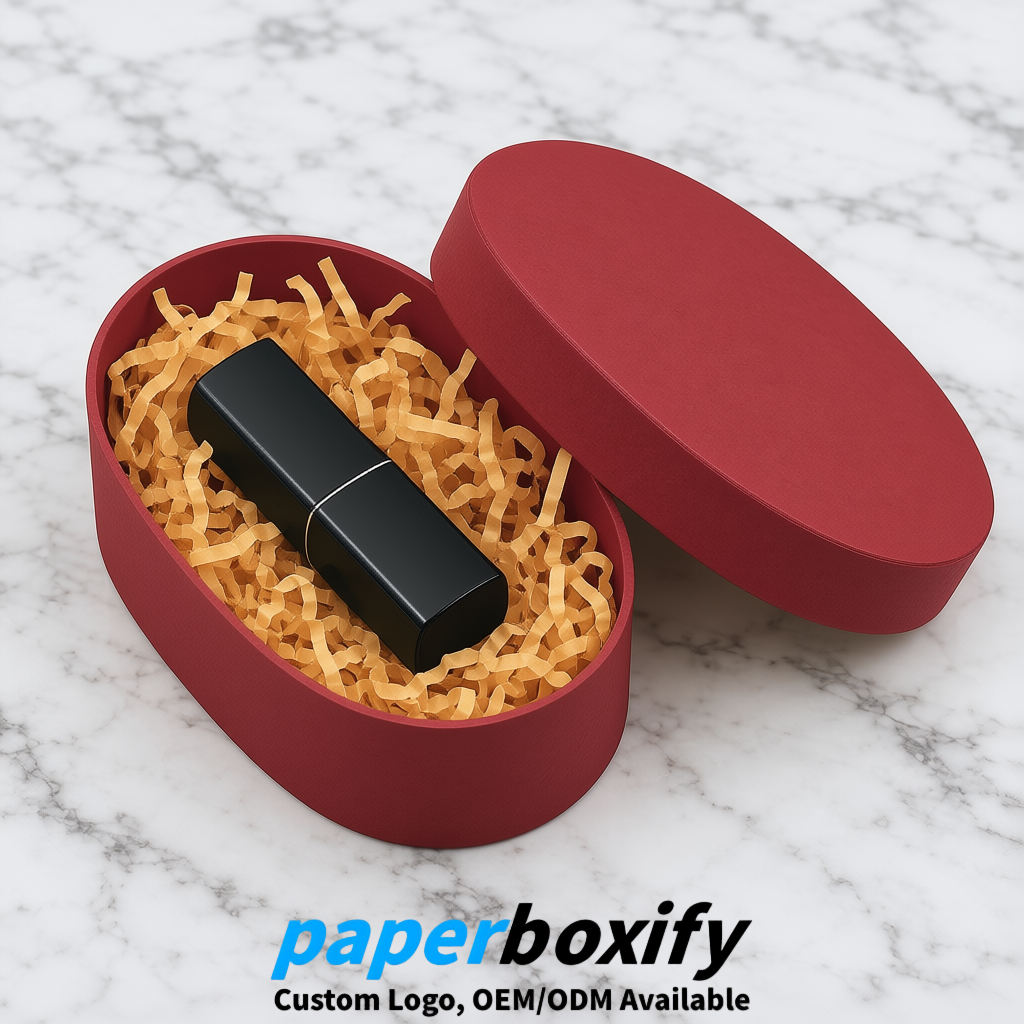 Scarlet Oval Paper Mache Boxes with Lids - Cardboard boxes Factory