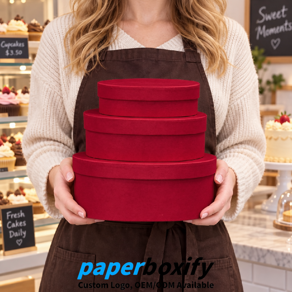 Scarlet Oval Paper Mache Boxes with Lids - Cardboard boxes Factory