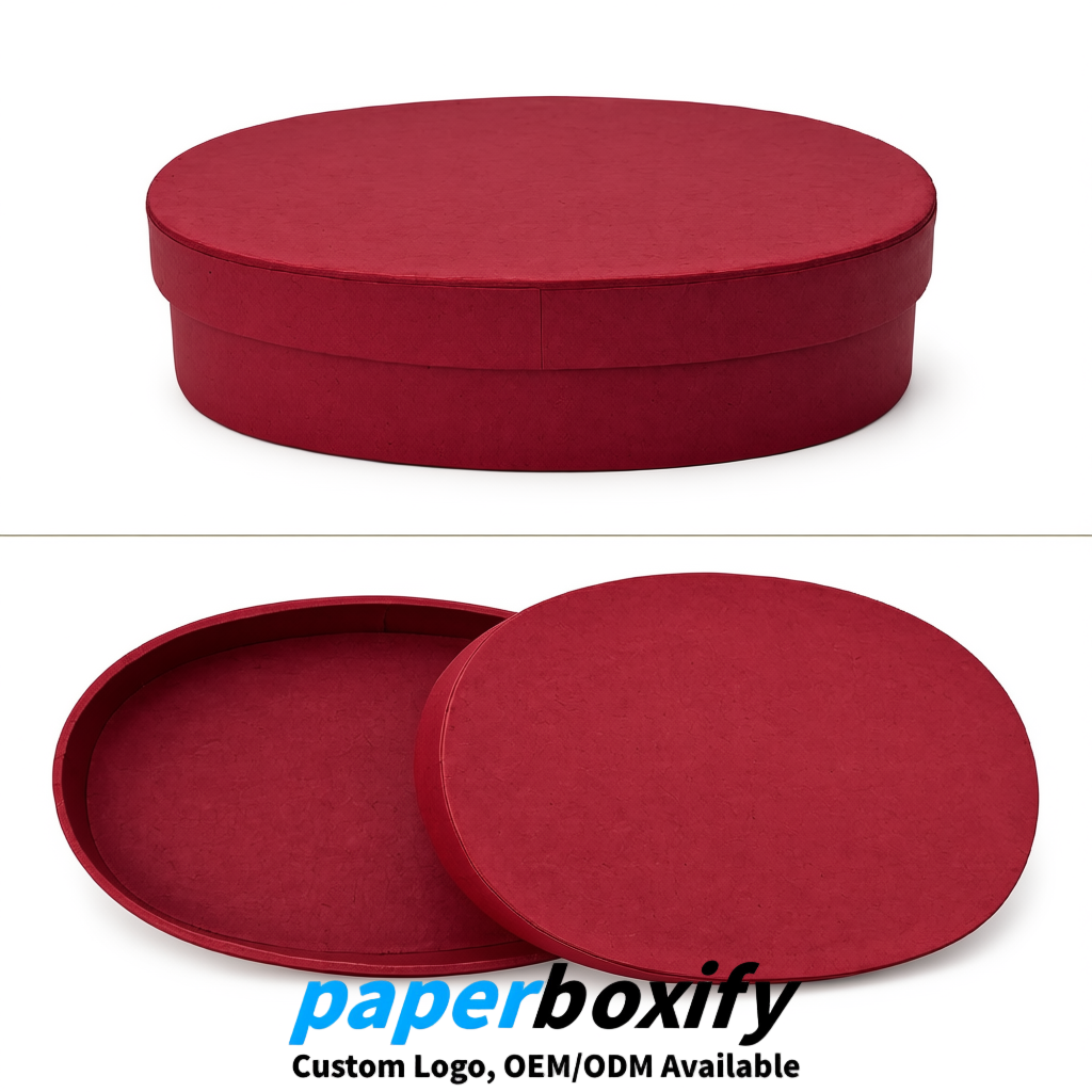 Scarlet Oval Paper Mache Boxes with Lids - Cardboard boxes Factory