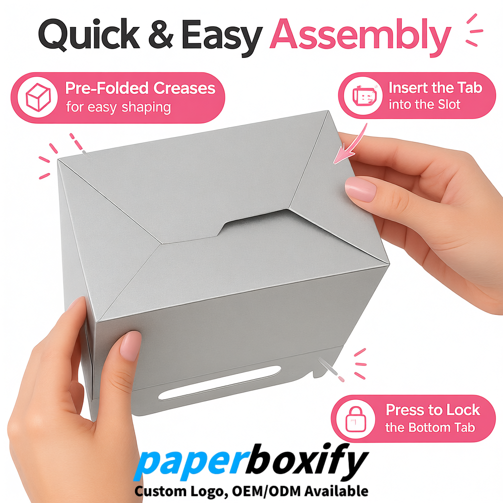 Silver Gable Boxes with Handles 6.22x3.35x3.62 inch Kraft Paper Party Favors Boxes in Bulk