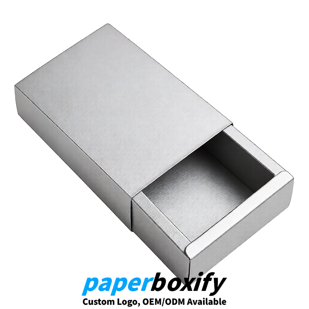 Silver Rectangle Kraft Paper Drawer Box 6x3x1.5 inch OEM/ODM Factory