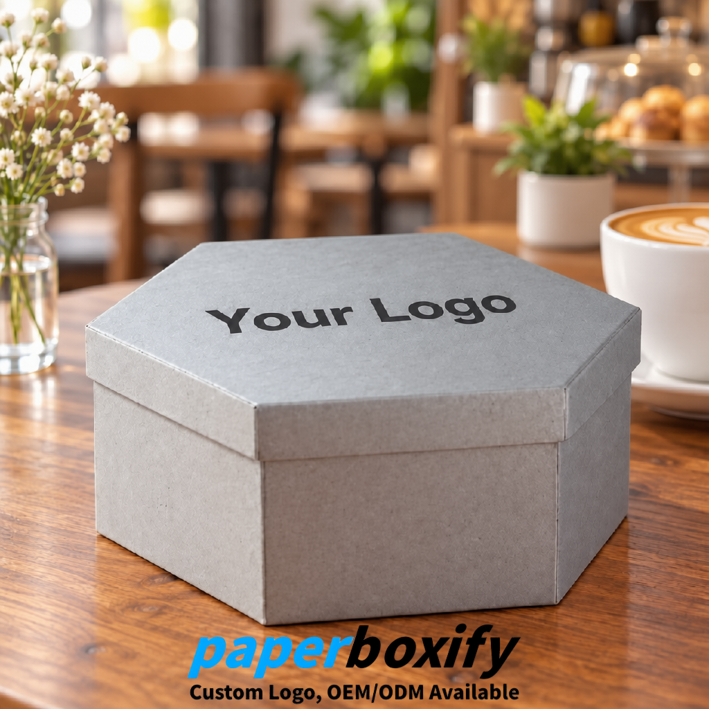 Silver Paper Hexagon Box with Lid - Biodegrade Paper Mache Gift Boxes Manufacturer