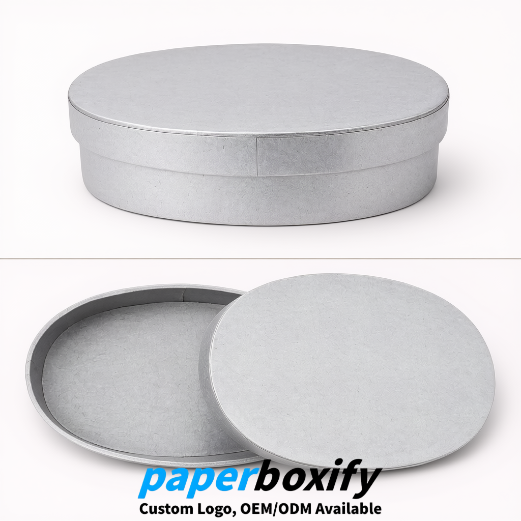 Silver Oval Paper Mache Boxes with Lids - Cardboard boxes Factory