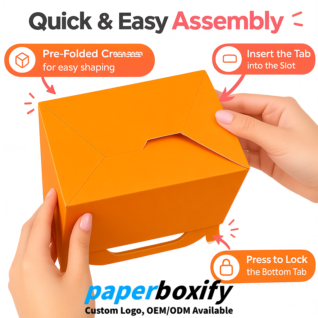 Tangerine Gable Boxes with Handles 6.22x3.35x3.62 inch Kraft Paper Party Favors Boxes in Bulk