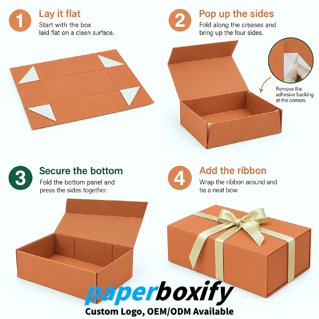 Tangerine Magnetic Closure Gift Box with Ribbon 13.8x9x4.3 inch Luxury Large Storage Box