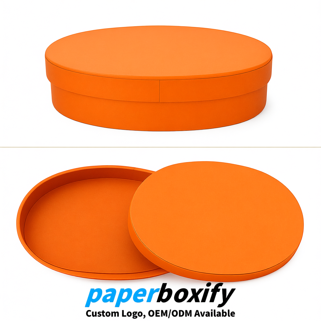Tangerine Oval Paper Mache Boxes with Lids - Cardboard boxes Factory