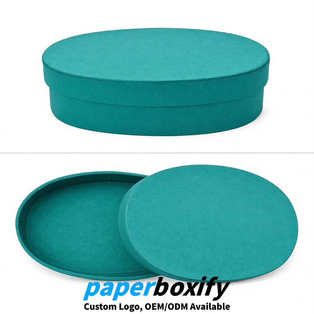 Teal Oval Paper Mache Boxes with Lids - Cardboard boxes Factory