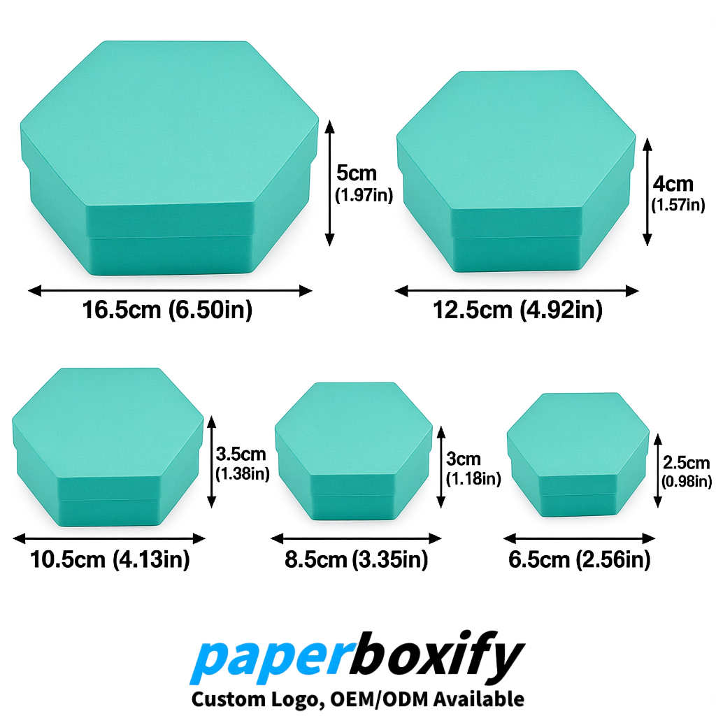 Turquoise Paper Hexagon Box with Lid - Biodegrade Paper Mache Gift Boxes Manufacturer