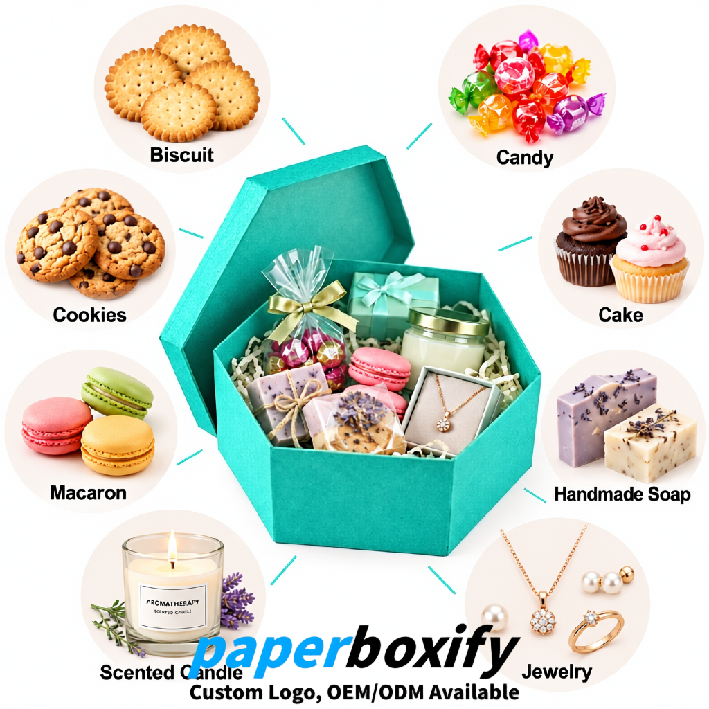 Turquoise Paper Hexagon Box with Lid - Biodegrade Paper Mache Gift Boxes Manufacturer
