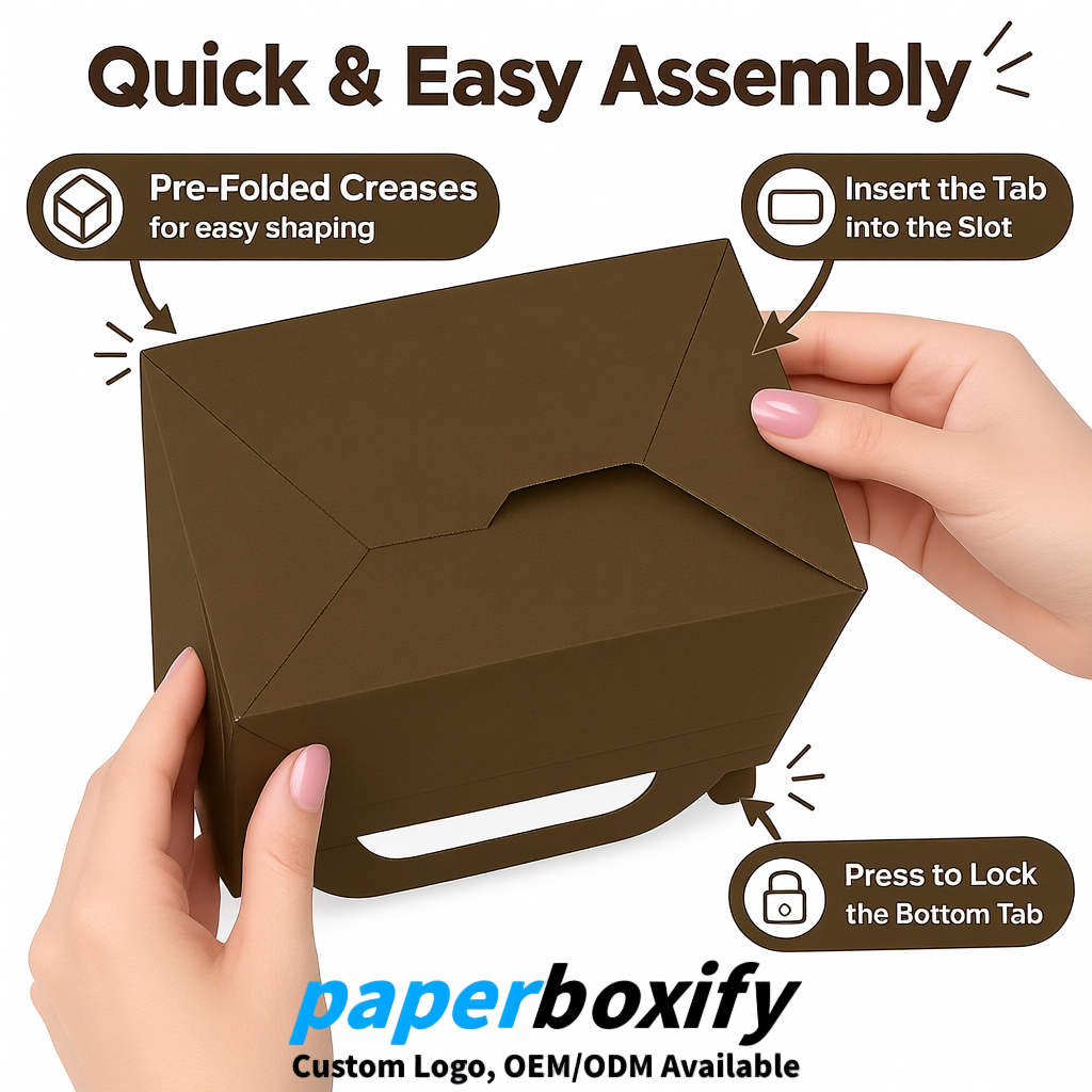 Umber Gable Boxes with Handles 6.22x3.35x3.62 inch Kraft Paper Party Favors Boxes in Bulk