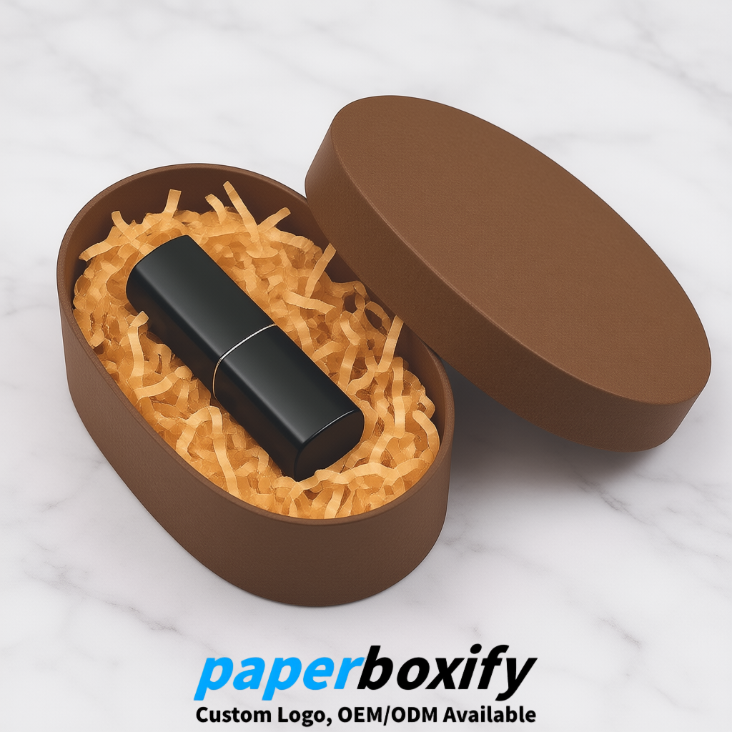 Umber Oval Paper Mache Boxes with Lids - Cardboard boxes Factory