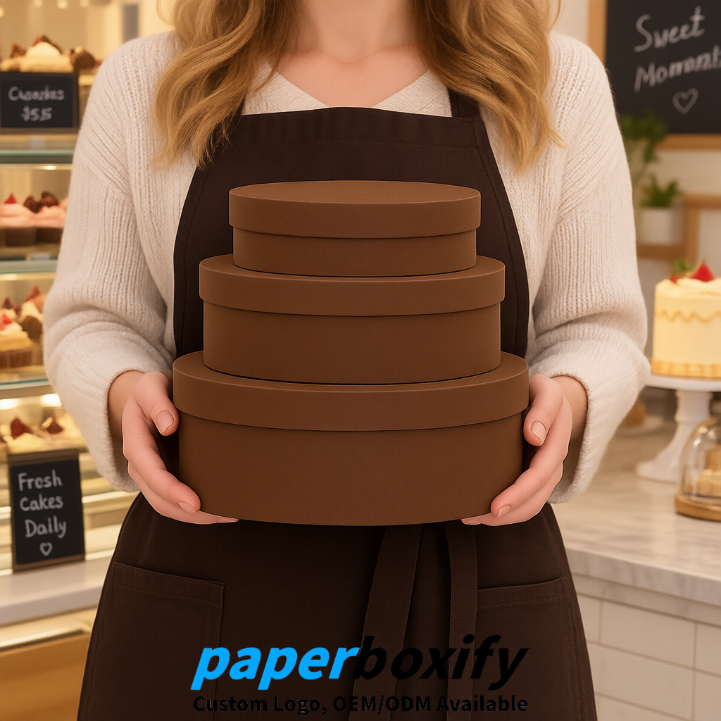 Umber Oval Paper Mache Boxes with Lids - Cardboard boxes Factory