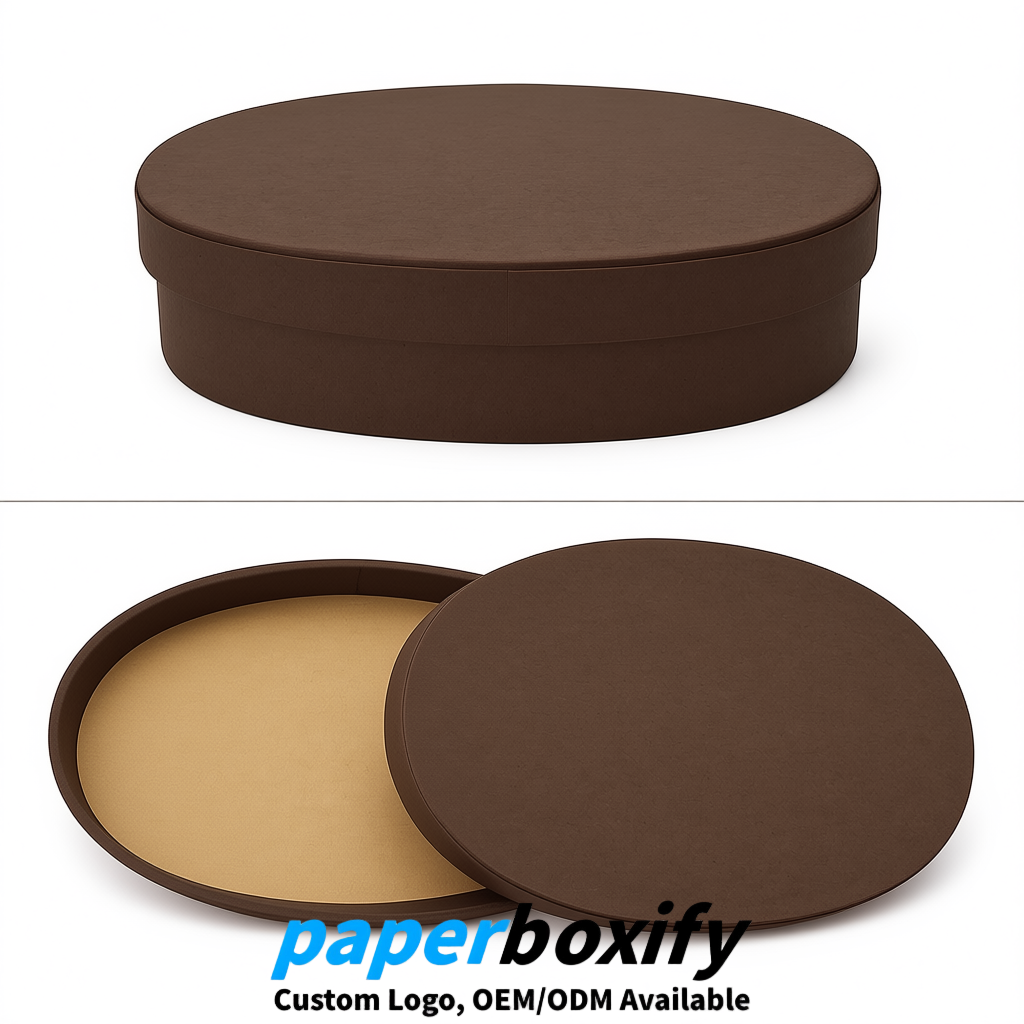 Umber Oval Paper Mache Boxes with Lids - Cardboard boxes Factory