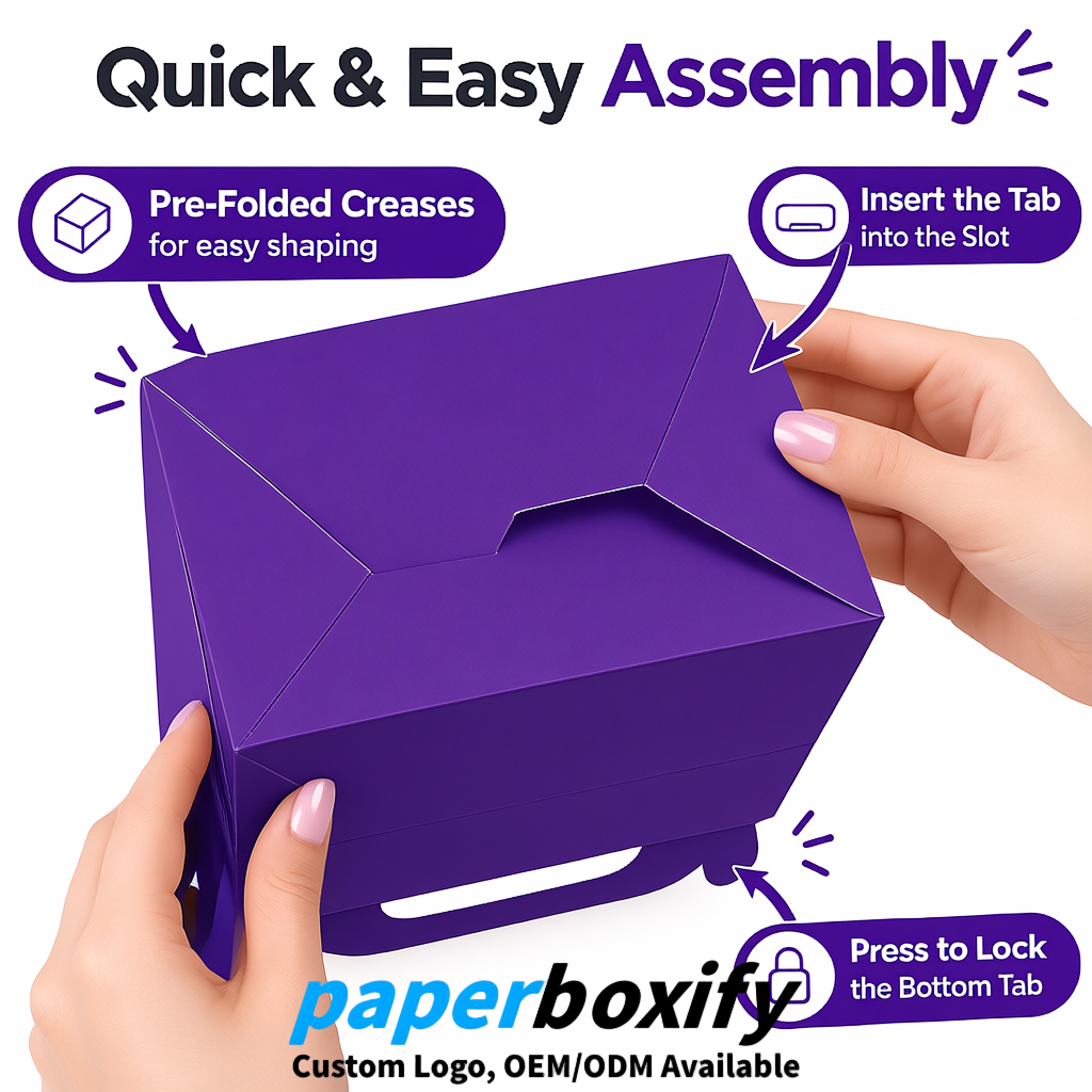 Violet Gable Boxes with Handles 6.22x3.35x3.62 inch Kraft Paper Party Favors Boxes in Bulk