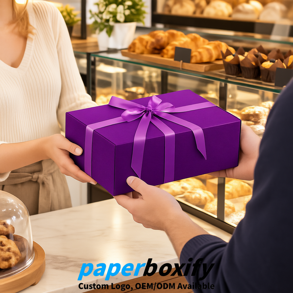 Violet Magnetic Closure Gift Box with Ribbon 13.8x9x4.3 inch Luxury Large Storage Box