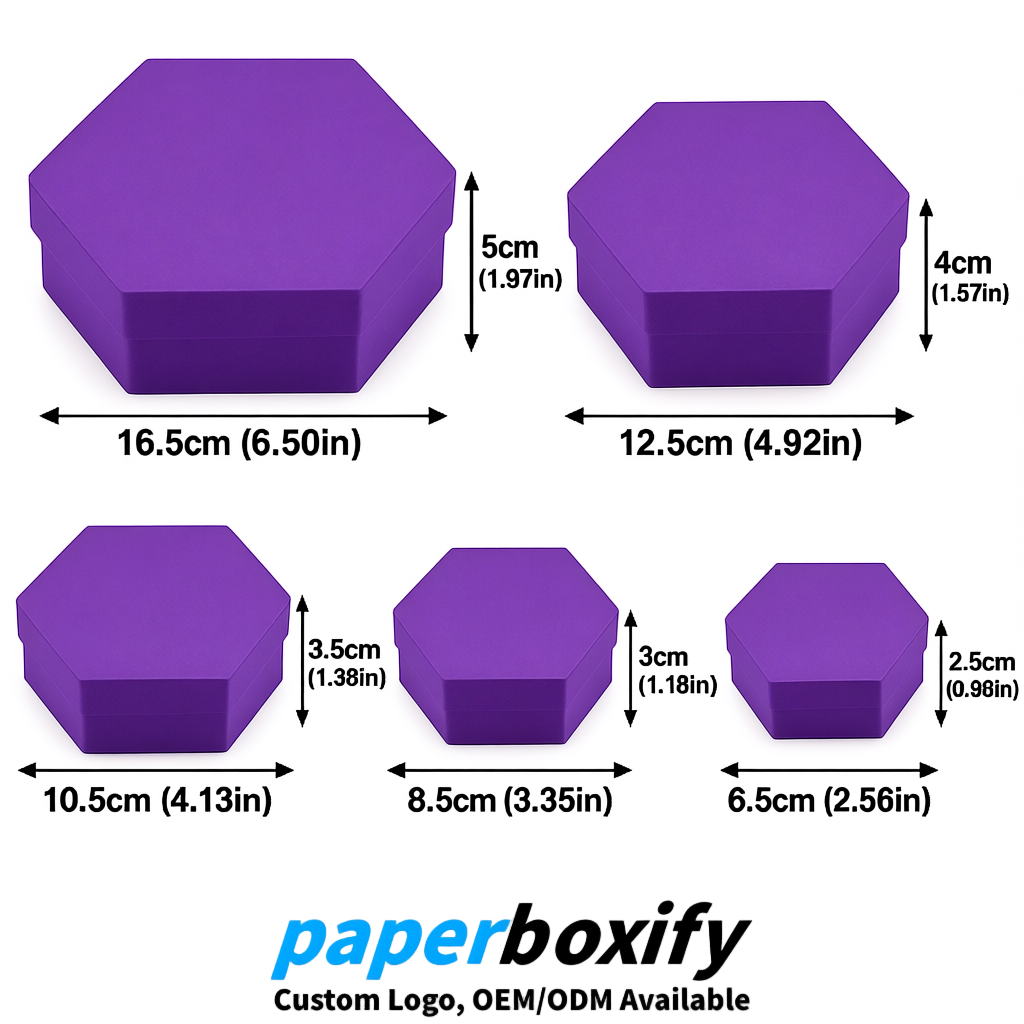 Violet Paper Hexagon Box with Lid - Biodegrade Paper Mache Gift Boxes Manufacturer