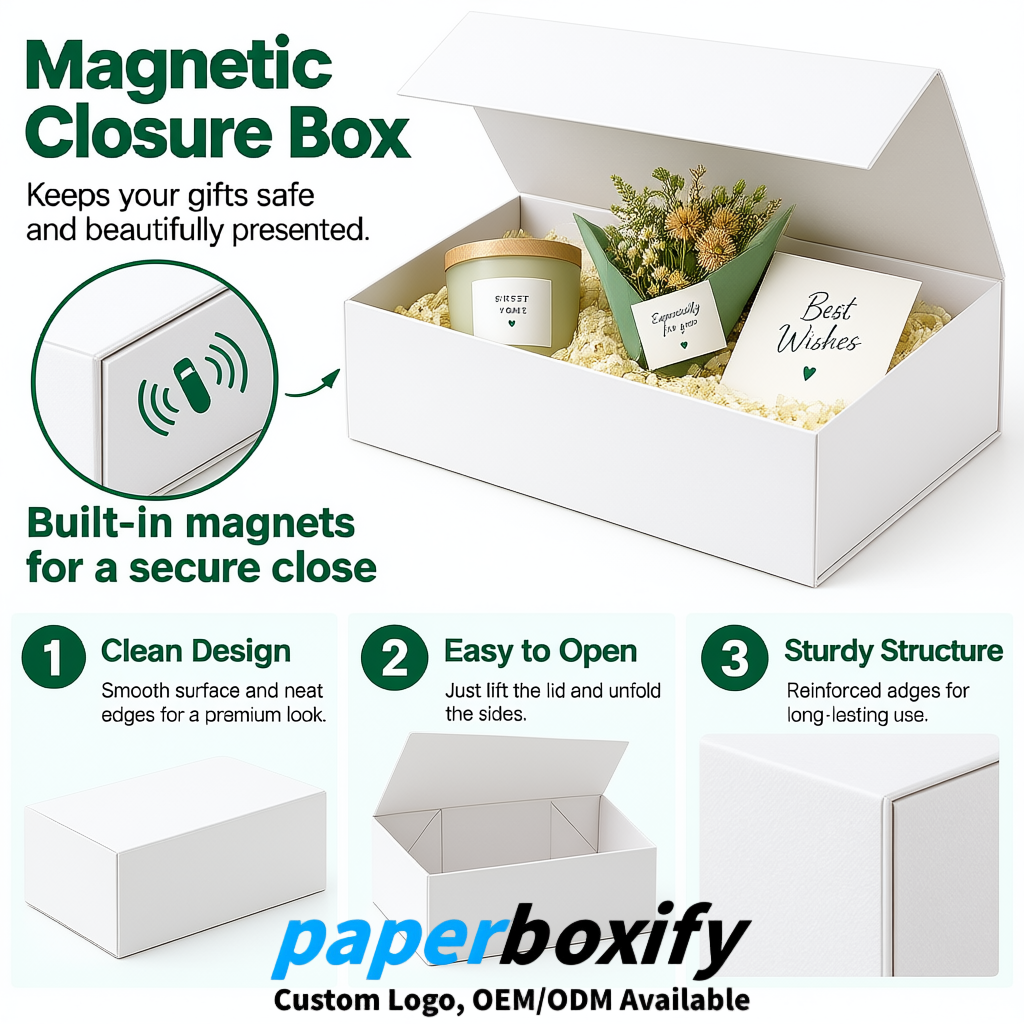 White Magnetic Closure Gift Box with Ribbon 13.8x9x4.3 inch Luxury Large Storage Box White Magnetic Closure Gift Box with Ribbon 13.8x9x4.3 inch Luxury Large Storage Box