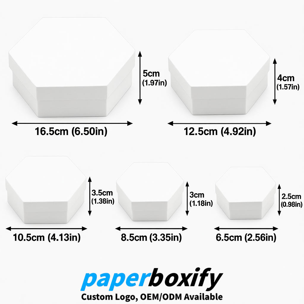 White Paper Hexagon Box with Lid - Biodegrade Paper Mache Gift Boxes Manufacturer
