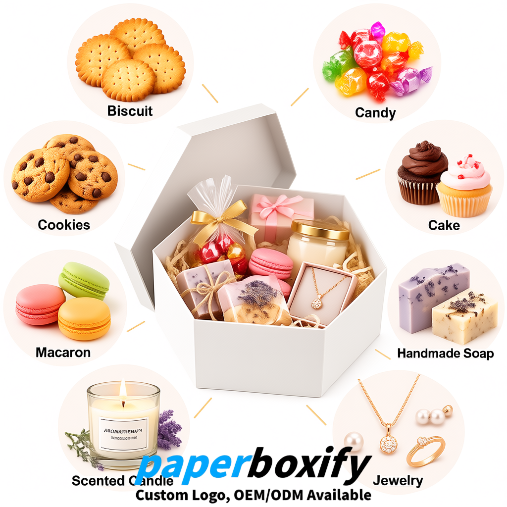 White Paper Hexagon Box with Lid - Biodegrade Paper Mache Gift Boxes Manufacturer