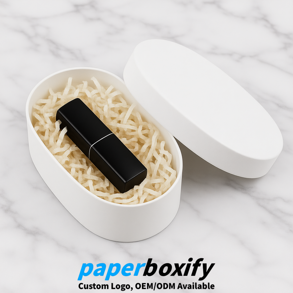 White Oval Paper Mache Boxes with Lids - Cardboard boxes Factory