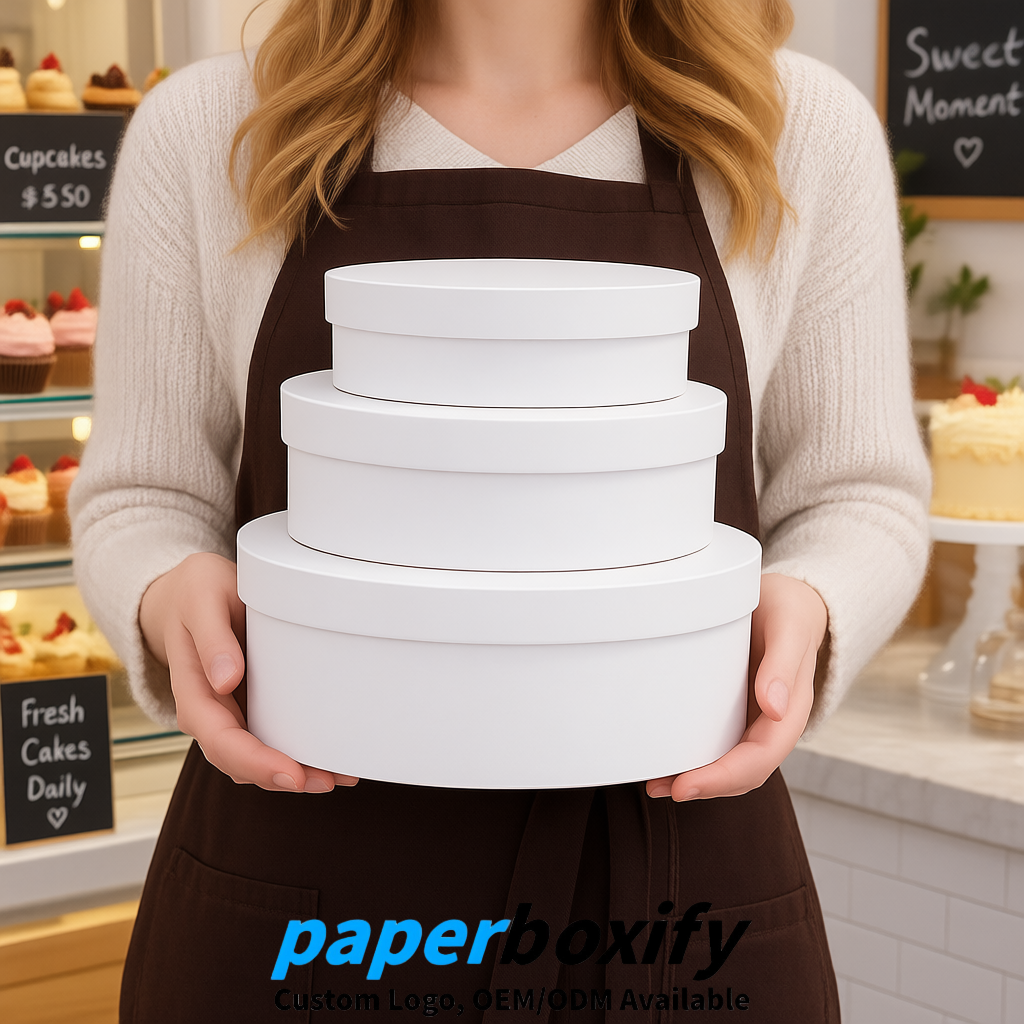 White Oval Paper Mache Boxes with Lids - Cardboard boxes Factory