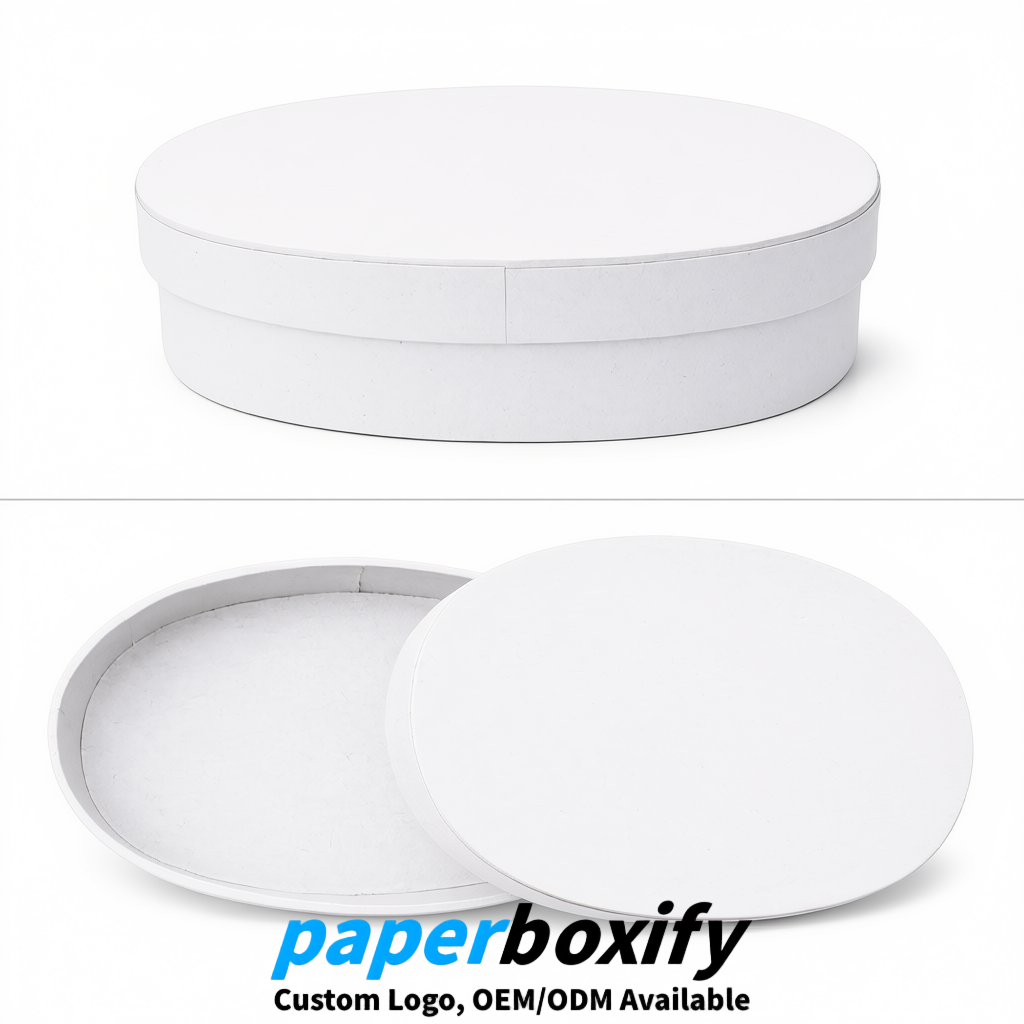 White Oval Paper Mache Boxes with Lids - Cardboard boxes Factory
