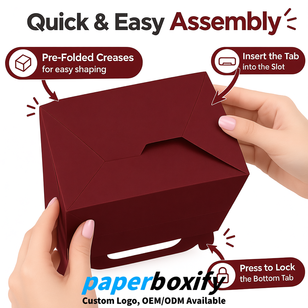 Wine Red Gable Boxes with Handles 6.22x3.35x3.62 inch Kraft Paper Party Favors Boxes in Bulk