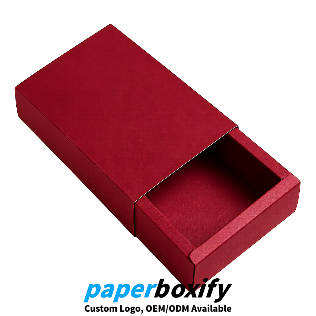 Wine Red Rectangle Kraft Paper Drawer Box 6x3x1.5 inch OEM/ODM Factory