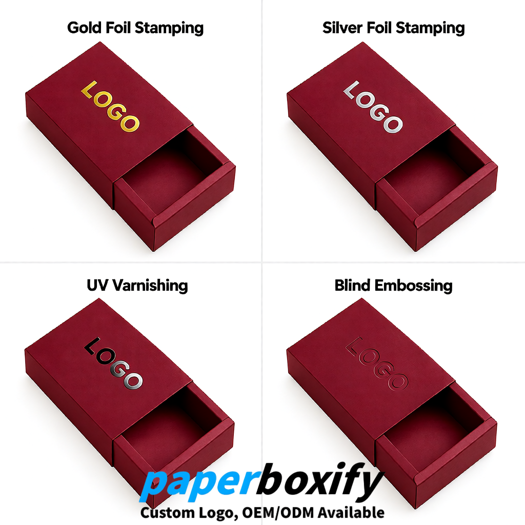 Wine Red Rectangle Kraft Paper Drawer Box 6x3x1.5 inch OEM/ODM Factory