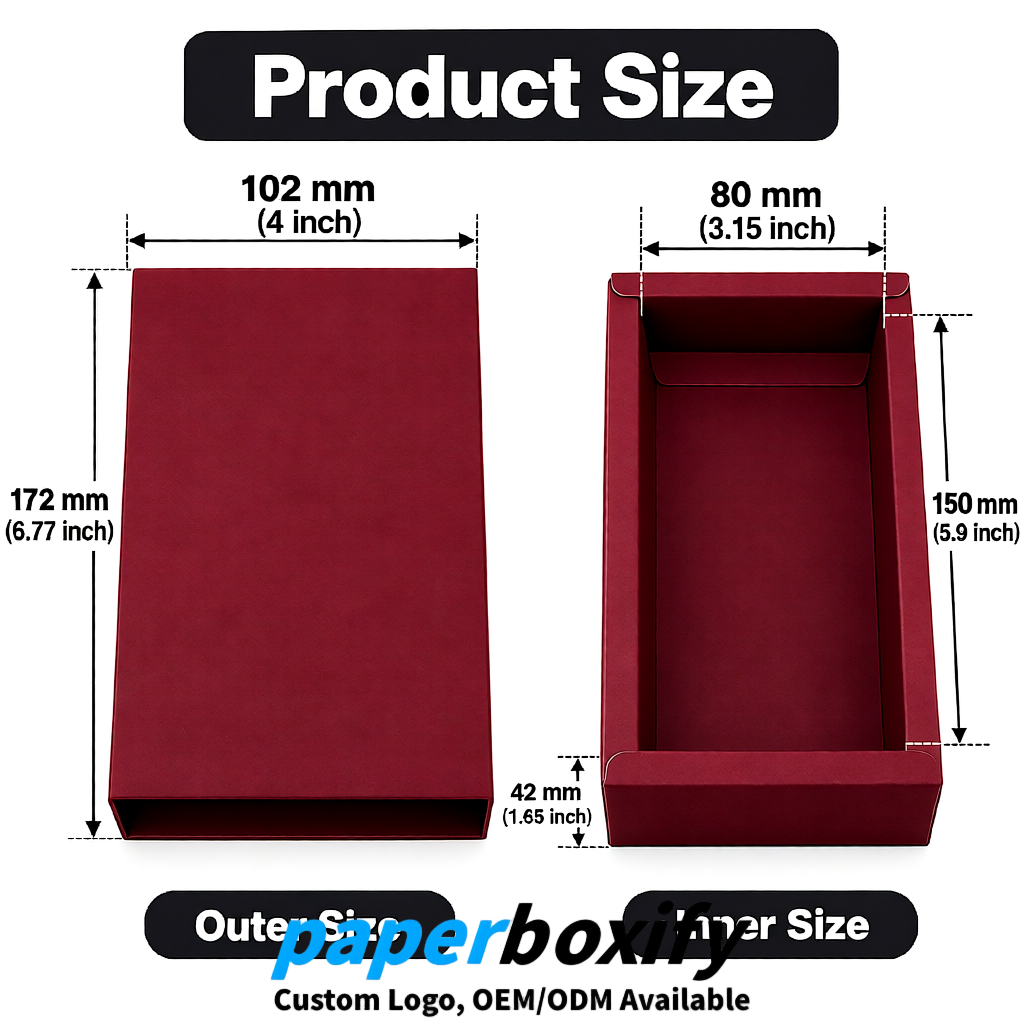 Wine Red Rectangle Kraft Paper Drawer Box 6x3x1.5 inch OEM/ODM Factory