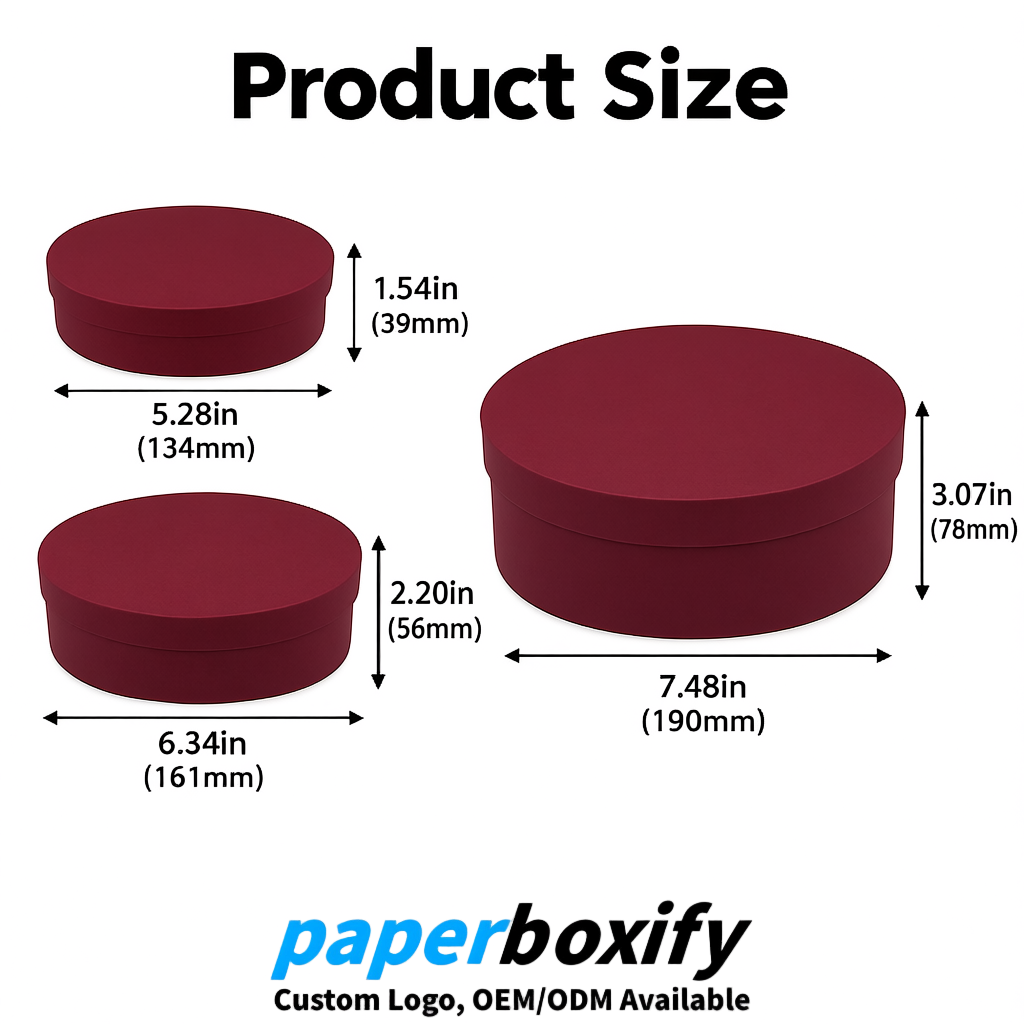 Wine Red Oval Paper Mache Boxes with Lids - Cardboard boxes Factory