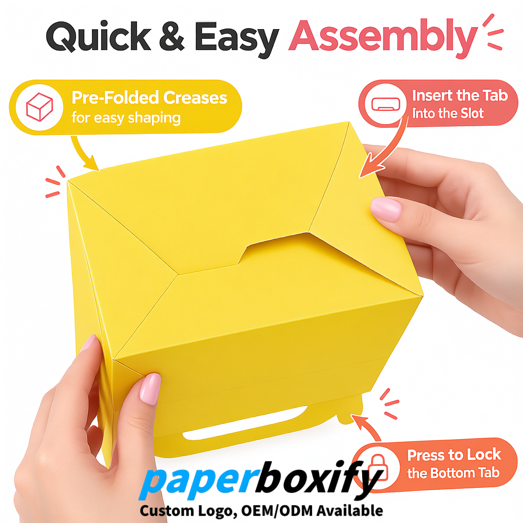 Yellow Gable Boxes with Handles 6.22x3.35x3.62 inch Kraft Paper Party Favors Boxes in Bulk