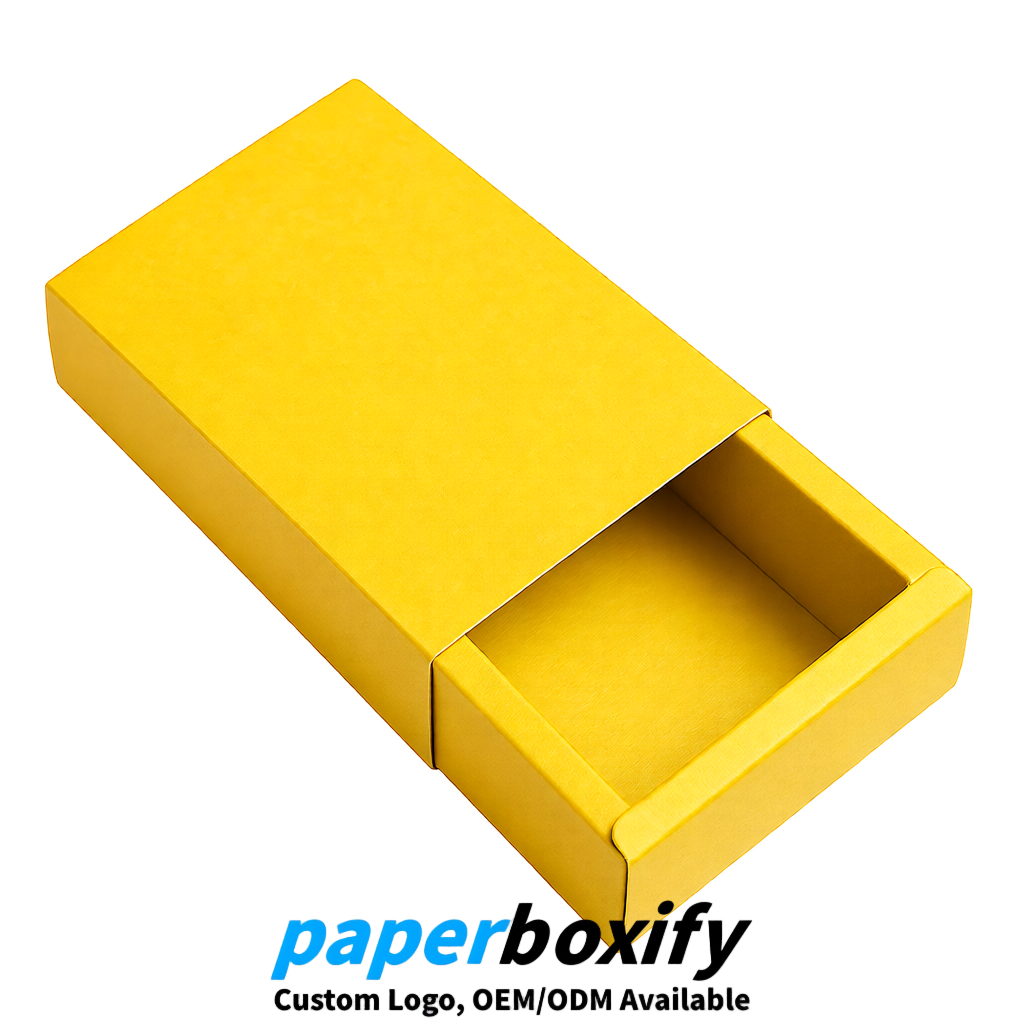 Yellow Rectangle Kraft Paper Drawer Box 6x3x1.5 inch OEM/ODM Factory