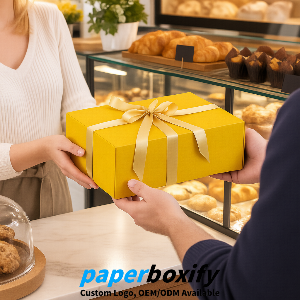 Yellow Magnetic Closure Gift Box with Ribbon 13.8x9x4.3 inch Luxury Large Storage Box