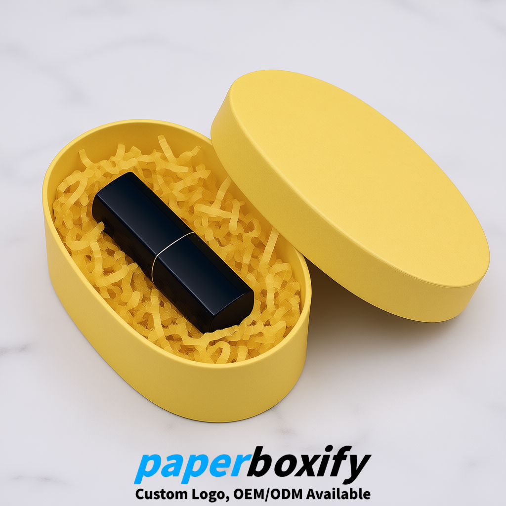 Yellow Oval Paper Mache Boxes with Lids - Cardboard boxes Factory