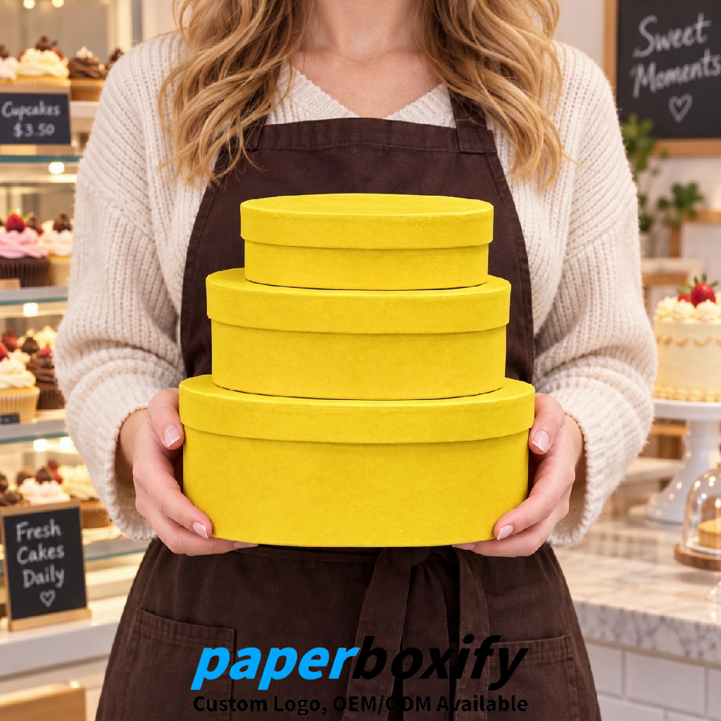 Yellow Oval Paper Mache Boxes with Lids - Cardboard boxes Factory