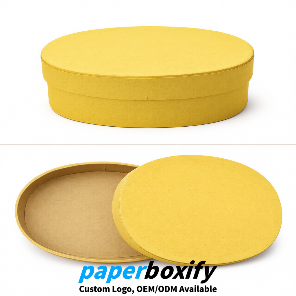 Yellow Oval Paper Mache Boxes with Lids - Cardboard boxes Factory
