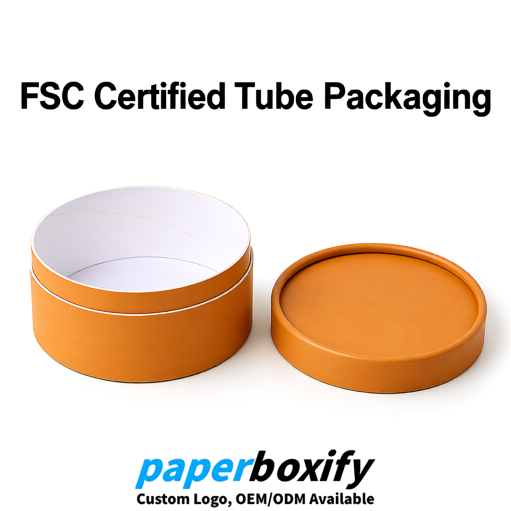 Amber FSC Certified Custom Paper Tubes | 350 ml Eco Cylinder Packaging