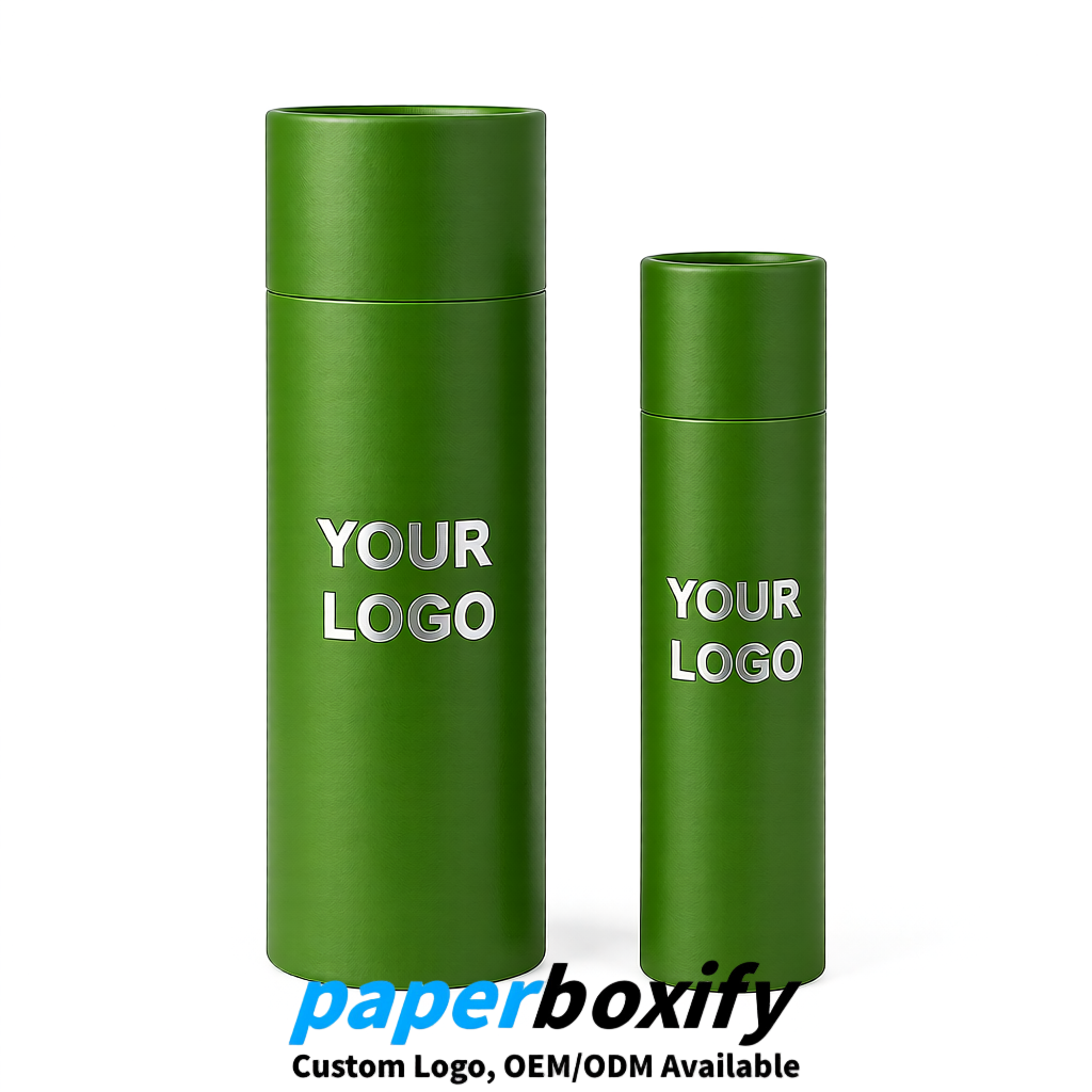 Avocado Green Paper Tubes 85x85x160/260, 100x100x90/190/300mm FSC/RoHS Certified Manufacturer